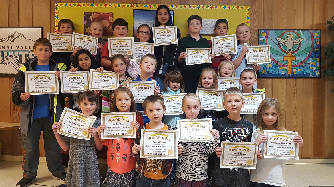 Kootenai Valley Christian School honor students pose with their awards. (Courtesy photo)