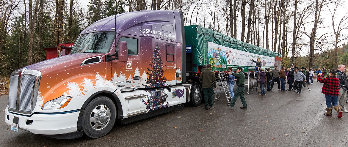 The Capitol Christmas Tree&#146;s second stop on Tuesday was in Troy, where it was parked at the Troy Museum. (John Blodgett/The Western News)