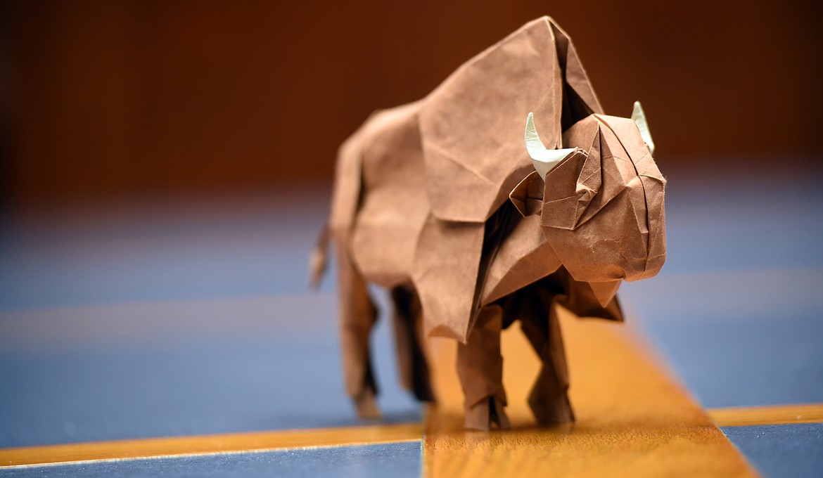 A photo of a bison created by origami artist Shuki Kato. Kato said one of the things he has been challenging himself with is creating eyes for his pieces. (Brenda Ahearn/Daily Inter Lake)