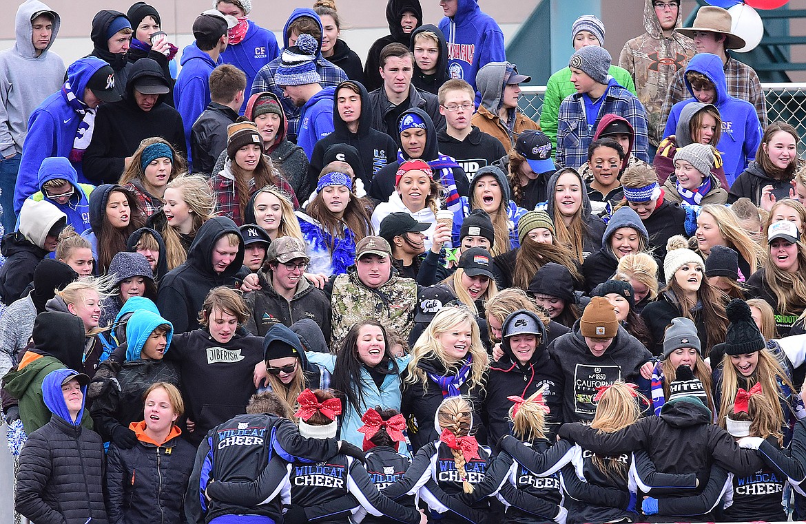 The student section cheers.