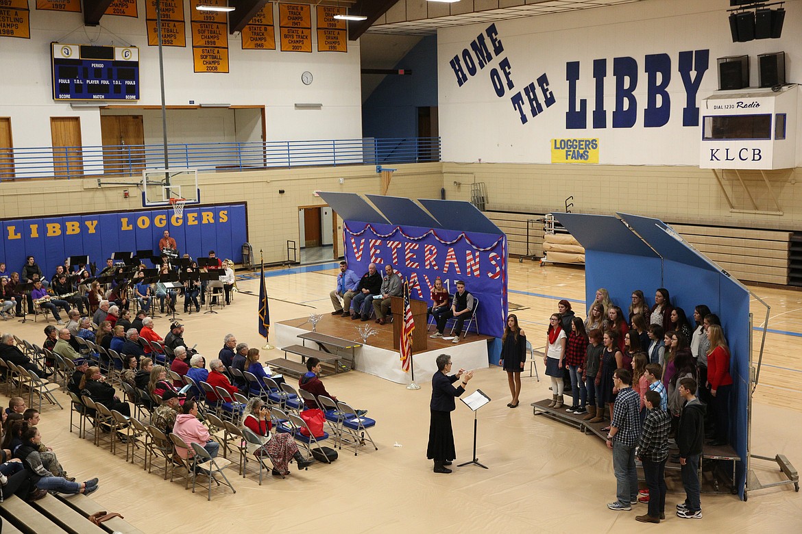 The Libby High School choir, right, sings &#147;Amazing Grace&#148; at a Veterans Day program held Monday morning, Nov. 13. (John Blodgett/The Western News)