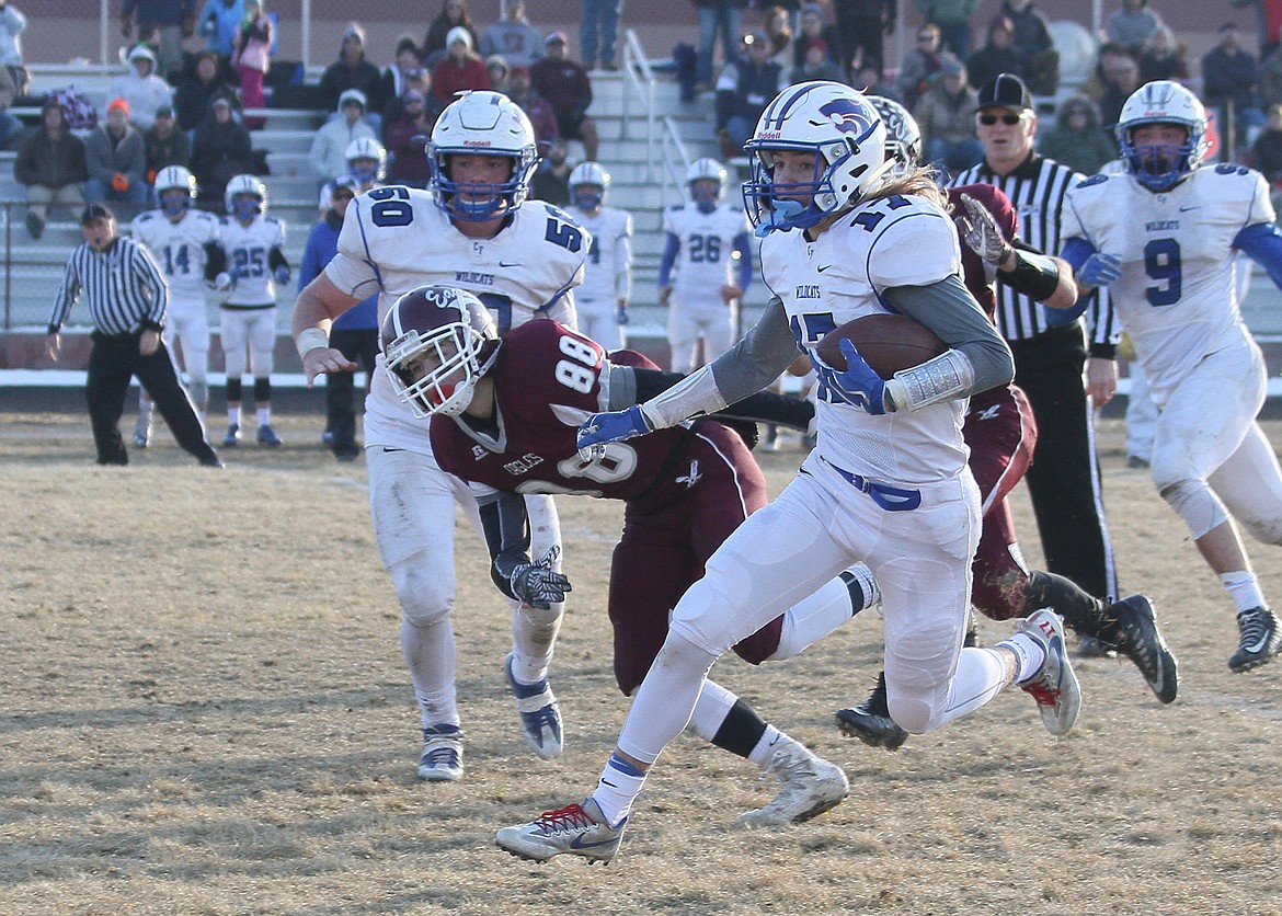 Drew Morgan sees daylight en route to a touchdown against Sidney last week. (Bill Vander Weele/Sidney Herald)