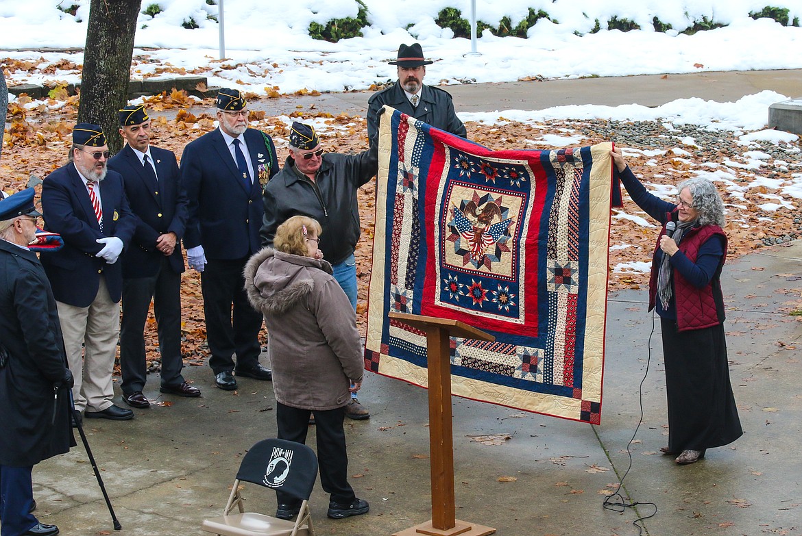 Photo by Mandi Bateman
Wanda Tucker was surprised when presented with the quilt made for her by Margaret Pyette.