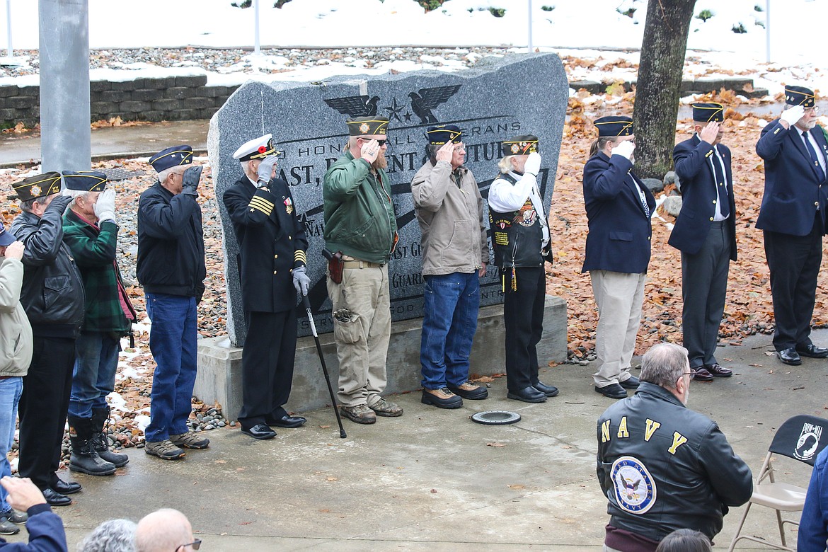 Photo by Mandi Bateman
Veteran&#146;s saluting the flag on November 11.