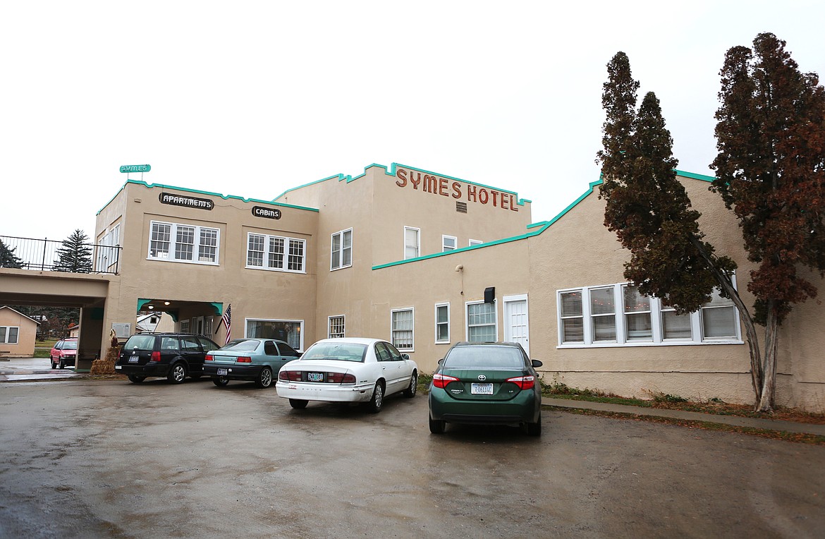The Symes Hot Springs Hotel is pictured on a rain-soaked Monday afternoon in Hot Springs. (Mackenzie Reiss/Daily Inter Lake)