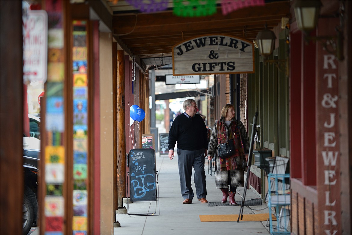 Shoppers check out businesses along Central Avenue in Whitefish during a Small Business Saturday event on Nov. 25. (Casey Kreider/Daily Inter Lake)