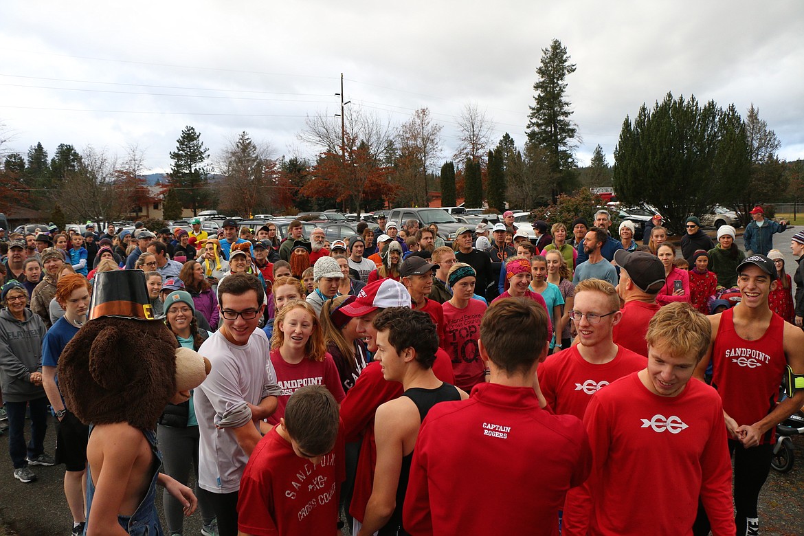 (Photo by CAROLINE LOBSINGER)
Turkey Trot participants wait for the start of the 10th annual Turkey Trot on Thanksgiving Day. The event, which is sponsored by Sandpoint Parks &amp; Recreation and Sandpoint West Athletic Club, raises donations and food for the Bonner Community Food Bank.