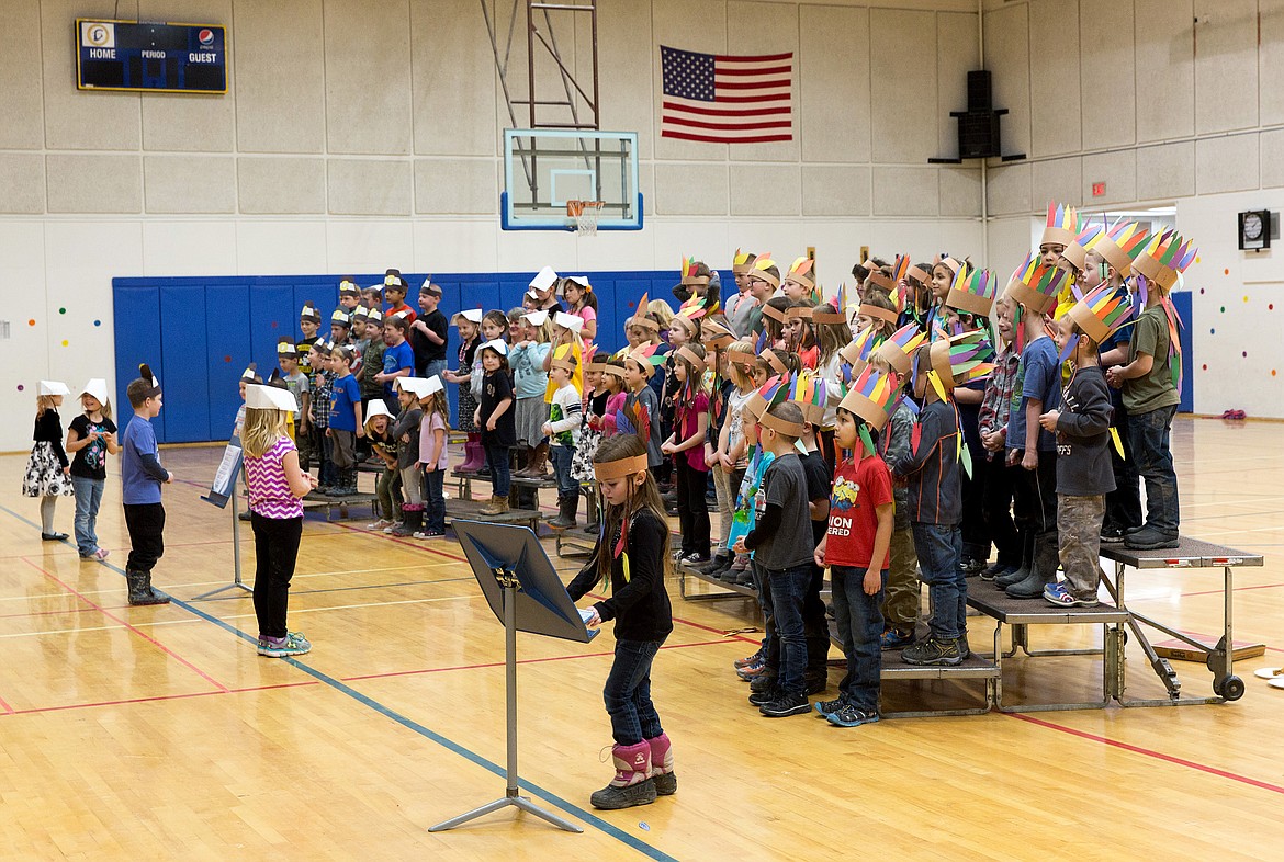 Libby Elementary School first graders perform skits and tell jokes Tuesday.