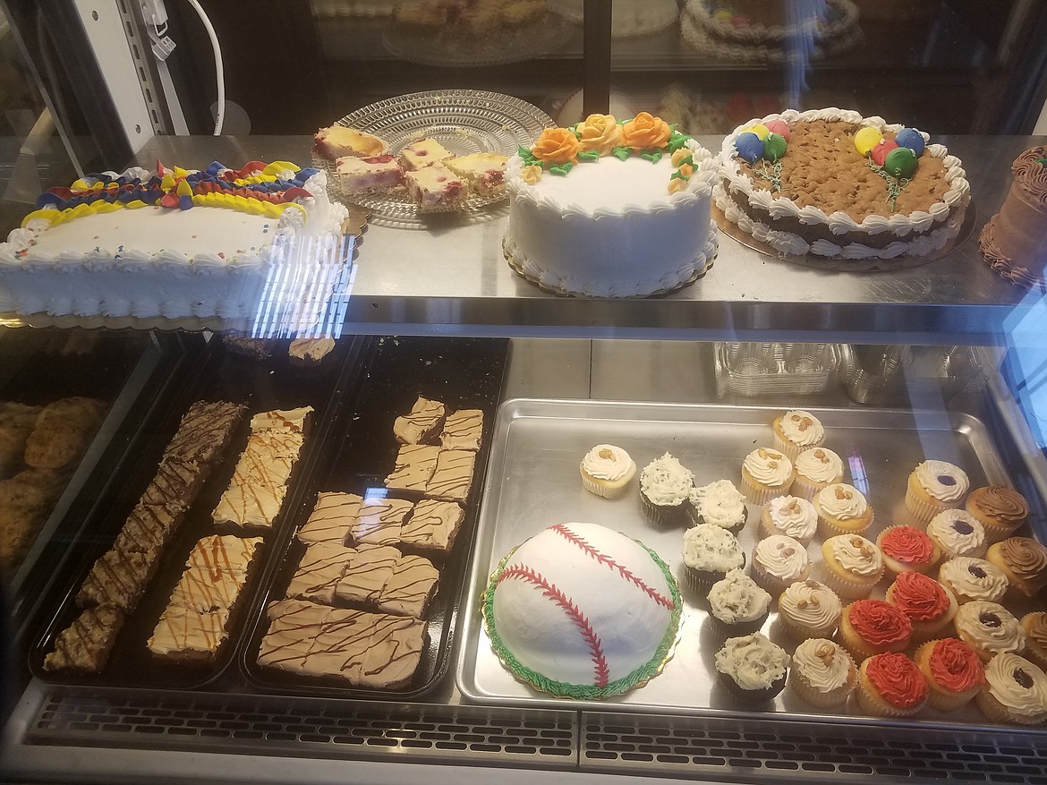 Above, a collection of sweet treats in the case at the Selkirk Sweets Bakery.