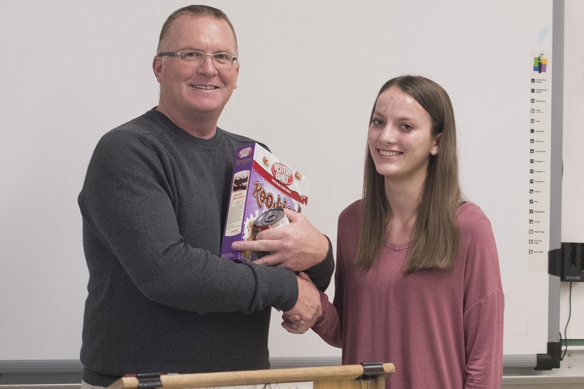 Chentelle Bodily was inducted as the Columbia Falls High School HOSA Secretary last week.