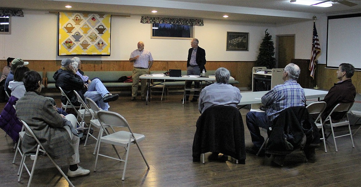 Blackfoot representatives Dave Martin and Joel Block gave a presentation at the St. Regis Community Center on Nov. 16. The telecommunication company announced reduced rates and faster internet connections to Mineral County customers. (Kathleen Woodford/Mineral Independent)