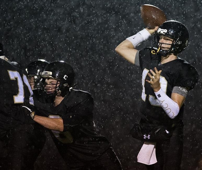 Evan Abell/The Bellingham HeraldMeridian quarterback Simon Burkett goes into Saturday's 1A state championship game at the Tacoma Dome with 213 completions in 358 attemps for 3,563 and 43 touchdowns.