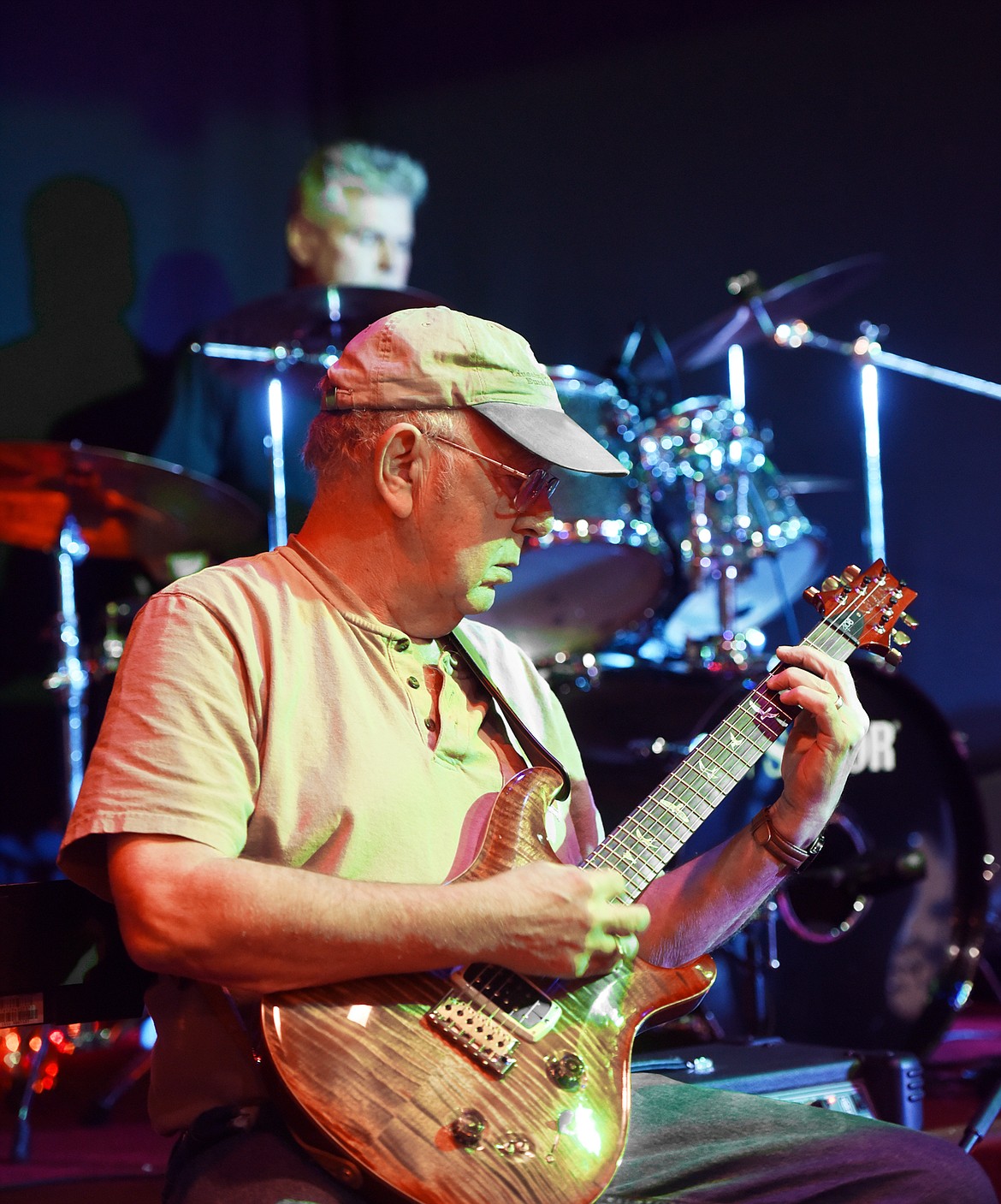 Don Sanders and Robert Seymour, on drums, play as Greg Jordan sings at the Kalispell Music Festival on Sunday, Nov. 5, at the Eagles. (Brenda Ahearn/This Week in the Flathead)