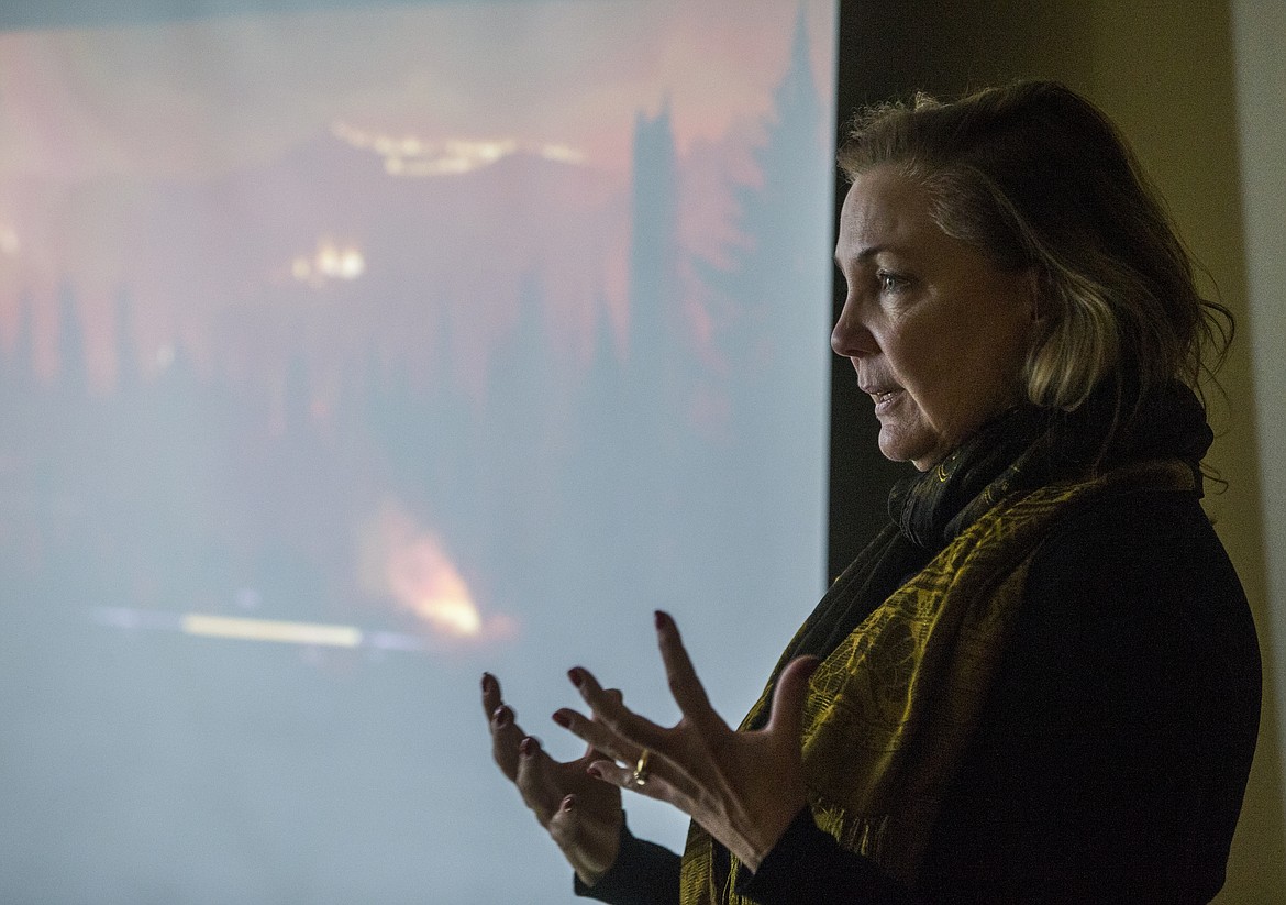 LOREN BENOIT/Press
Janet Gallimore, director of the Idaho State Historical Society, gives a presentation on The Big Burn and various other historic Idaho stories that will be displayed at the new state museum.