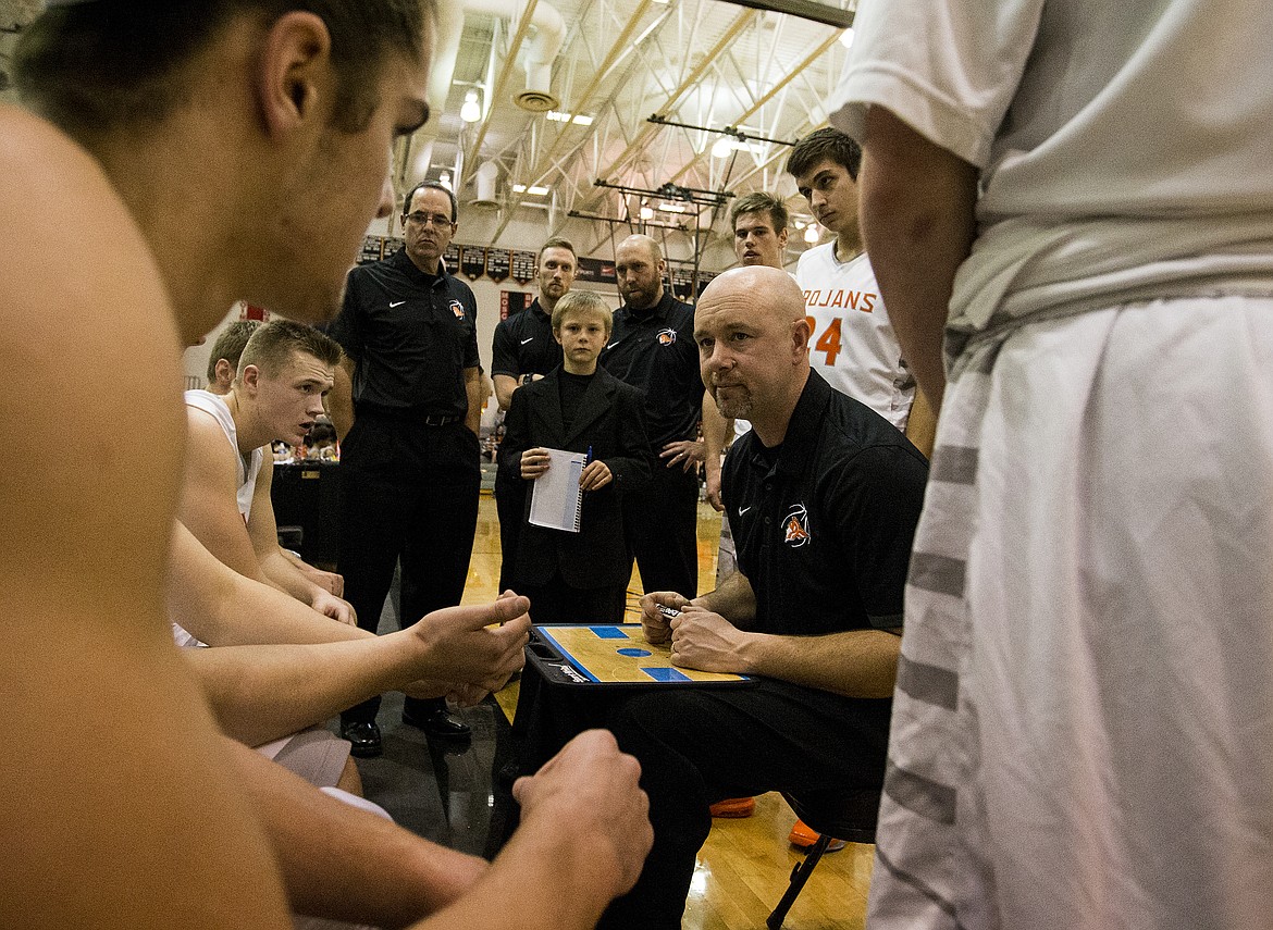 LOREN BENOIT/Press

Post Falls Head Coach Mike McLean talks to his team during a timeout during Thursday night&#146;s game.