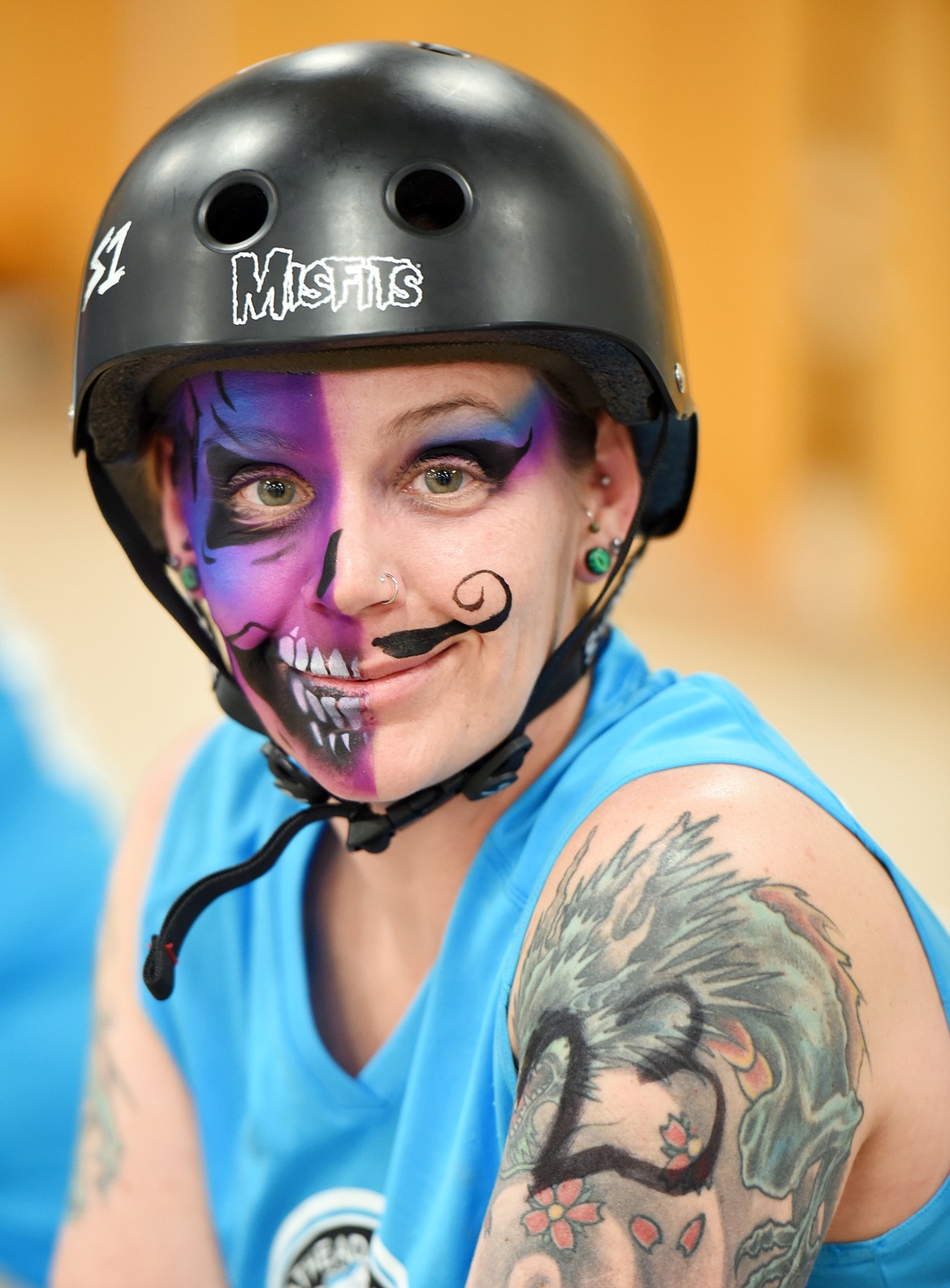 Jean Kula (Vengeance) with her &#147;war paint&#148; for the match on Saturday, November 18, at the Flathead County Fairgrounds.(Brenda Ahearn/Daily Inter Lake)