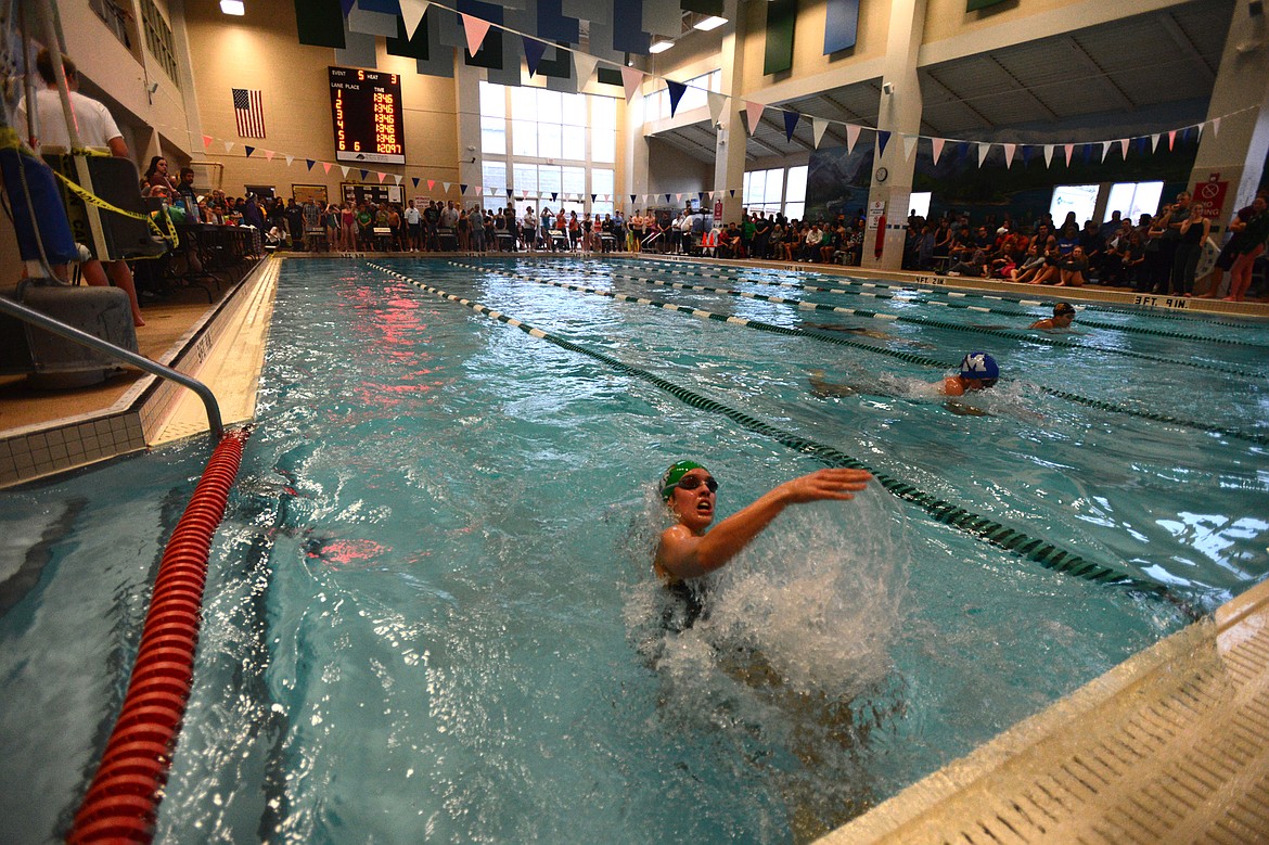 Glacier&#146;s Bailey Rhodes competes in the girls 200 IM at the Kalispell Invitational on Saturday. (Casey Kreider/Daily Inter Lake)