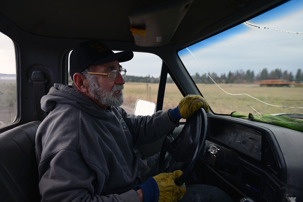 Schiltz drives around his tree farm near Bigfork.