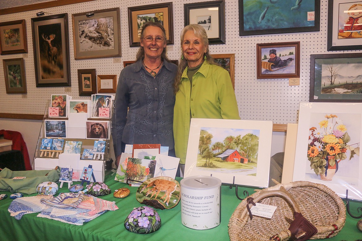 Photo by Mandi Bateman
Vicki Bleile and Darrelyn Rose watched over the Boundary County Artist Association&#146;s booth, showcasing a diverse variety of art items.