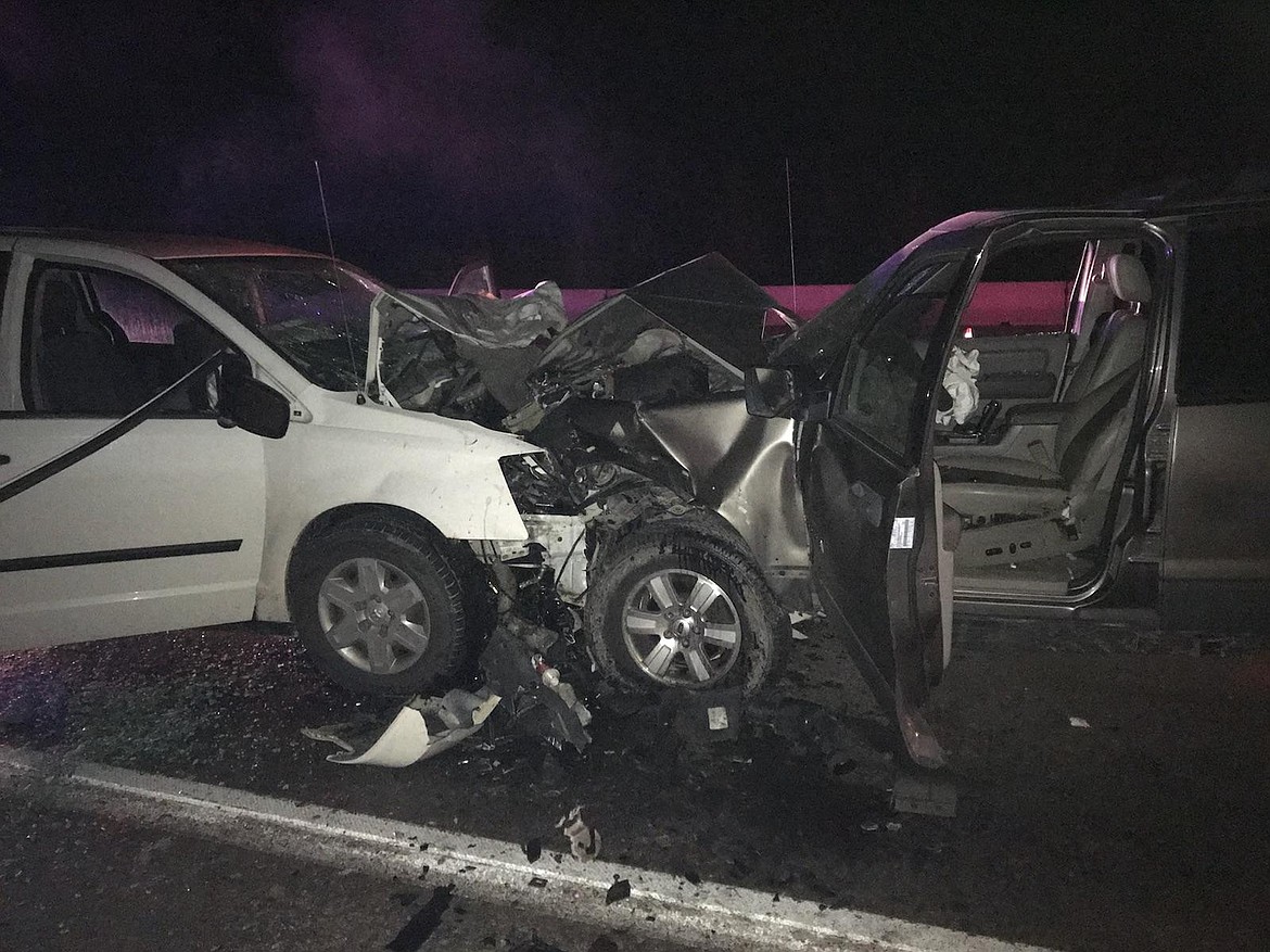 Courtesy photos
A two-vehicle collision around 8 p.m. on Dec. 1 on the North Hill of U.S. 95 sent three people to the hospital.