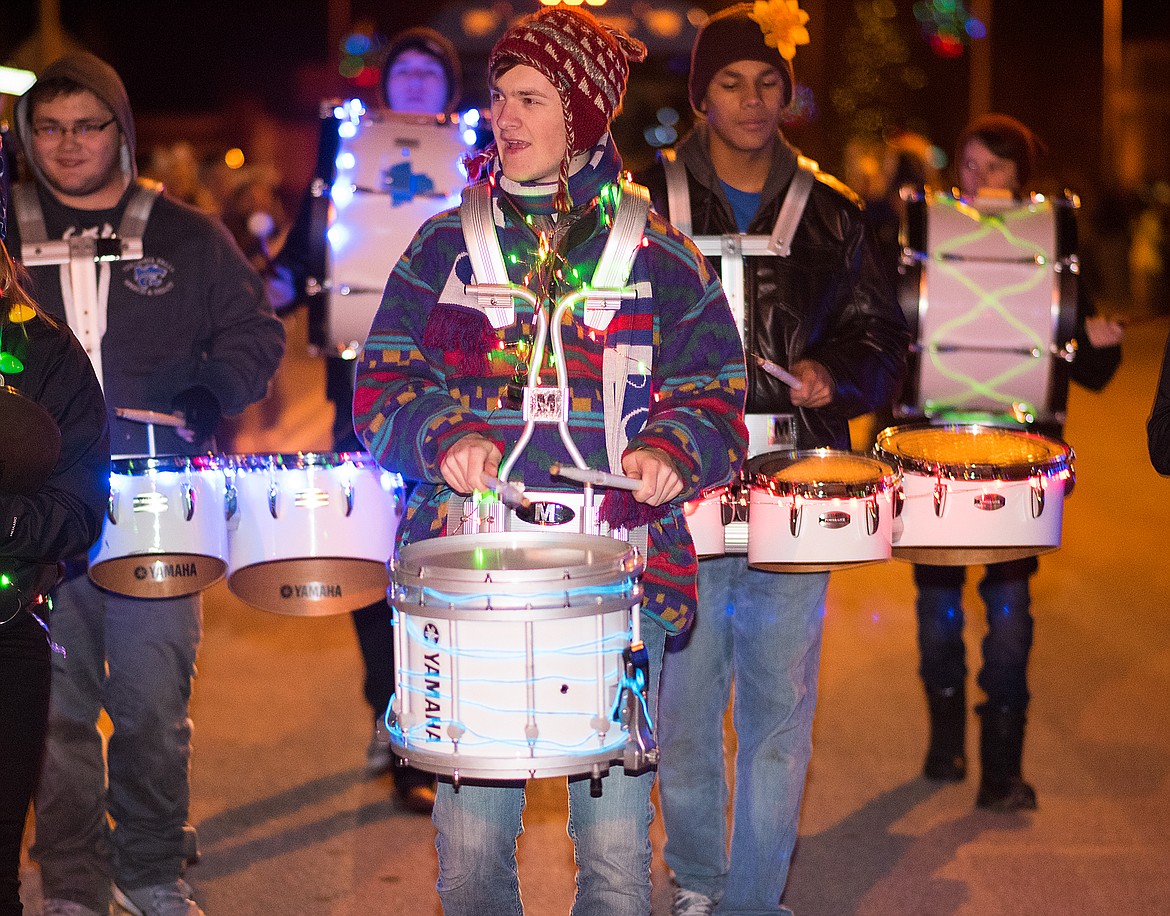 Will Baltz leads the Columbia Falls drumline.