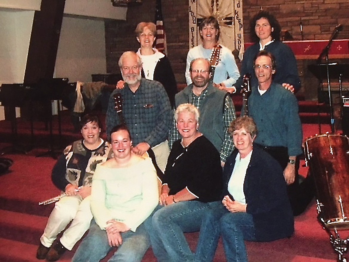 (Courtesy photo)Members of the First Lutheran Church praise band, Spirit Sounds, shown in about 2010. Pictured in the top row, from left, are Teena Kusche, Peg Getty, Nancy Hastings. Pictured in the middle row, from left, are Paul Kusche, John Hastings, Paul Preisinger. Pictured in the front row, from left, are Sarah Guthrie, Libby Sommerfeld, Carol Sommerfeld, and Trish Thurston.