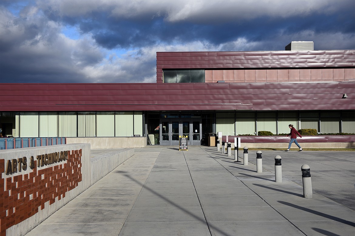 A student walks outside the Arts &amp; Technology building at Flathead Valley Community College in Kalispell on Wednesday, Nov. 29. (Casey Kreider/Daily Inter Lake)