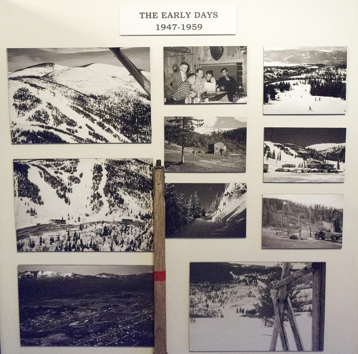 A display at the Ski Heritage Center Museum of Skiing shows photos from the early days of skiing on Big Mountain.