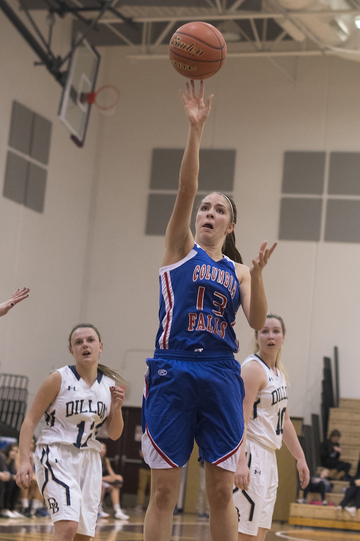 Hannah Gedlaman shoots a free throw against Dillon at the Tip-Off Tournament. (Jeremy Weber photo)