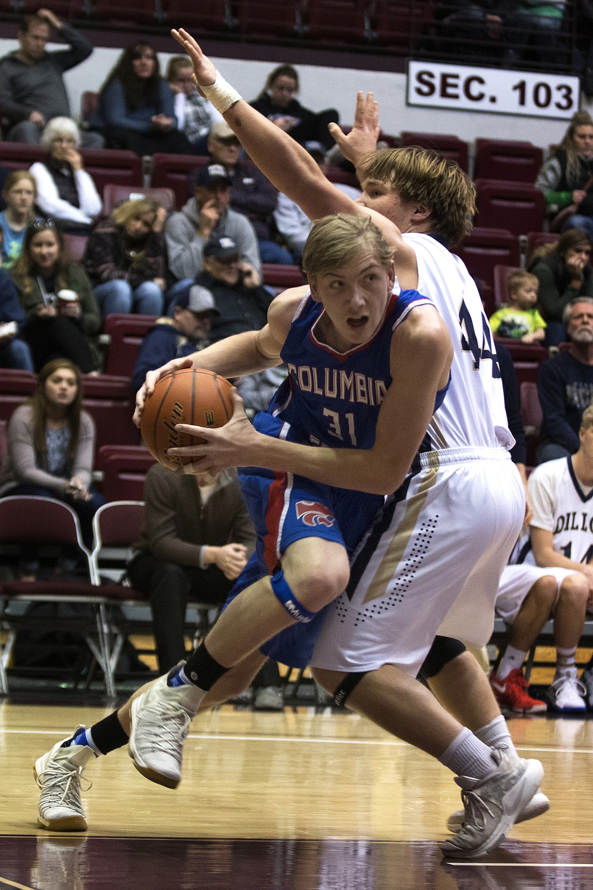 Matthew Morrison drives to the basket against the Dillon defense. (Jeremy Weber photo)