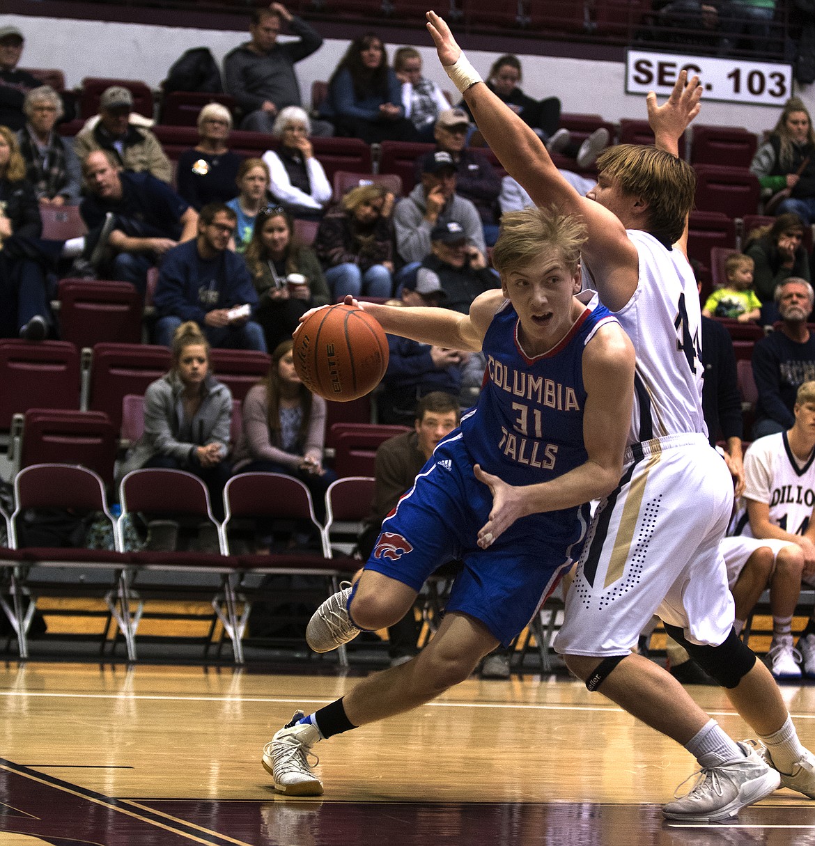 Matthew Morrison drives to the basket against the Dillon defense. (Jeremy Weber photo)