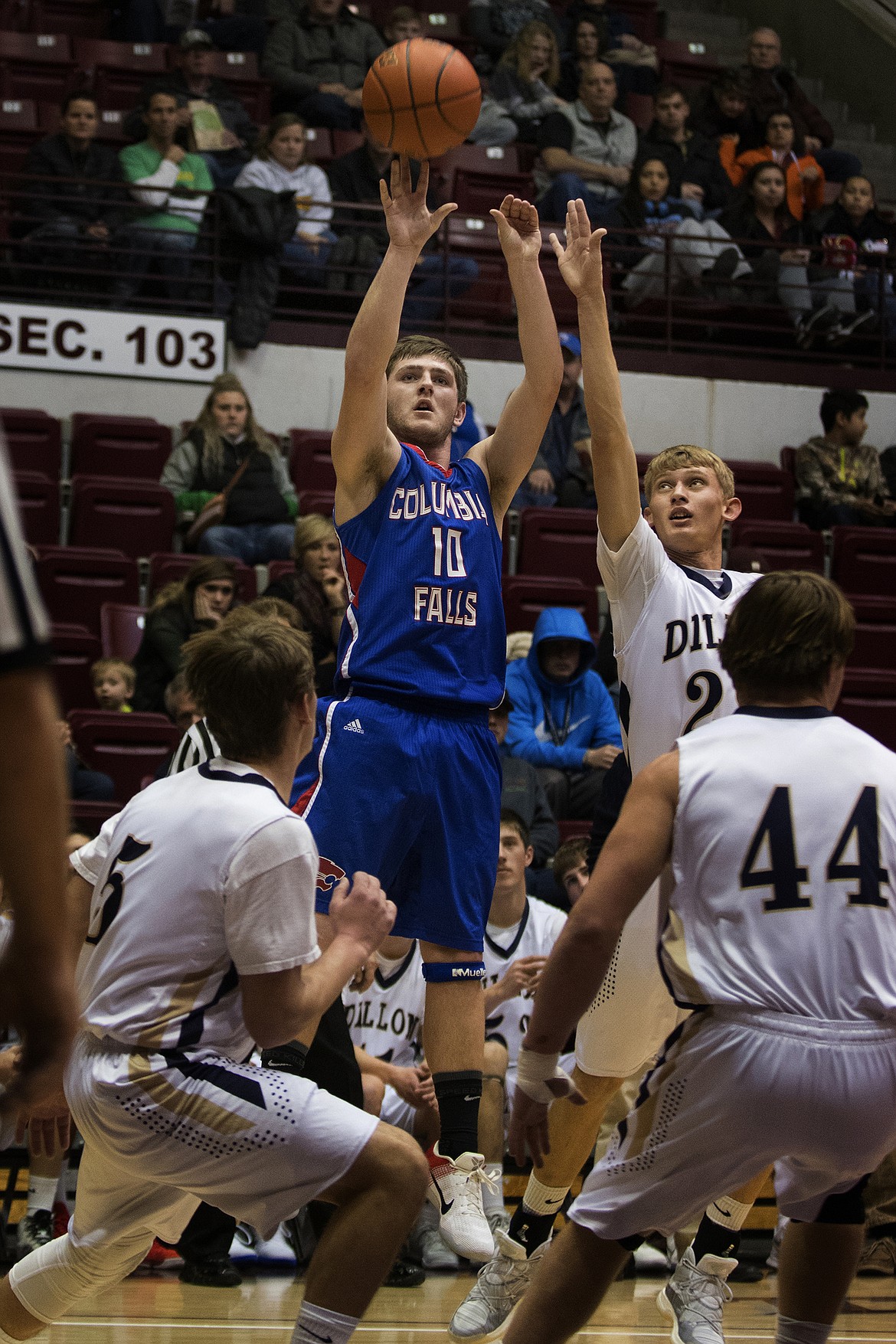 Austin Green knocks down a three over the Dillon defense. (Jeremy Weber photo)