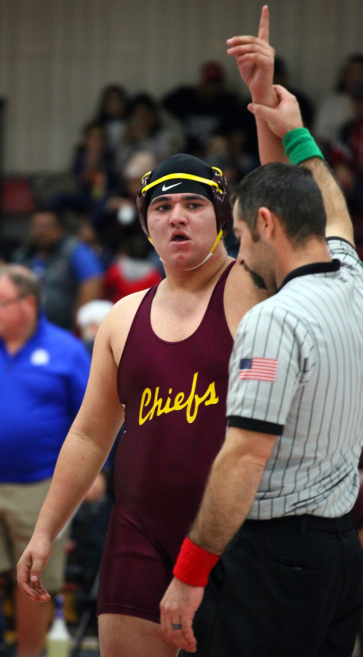 Rodney Harwood/Columbia Basin HeraldSalazar Villa of Moses Lake placed third in the 220-pound division on Saturday at the Leonard Schutte Invitational in Othello.