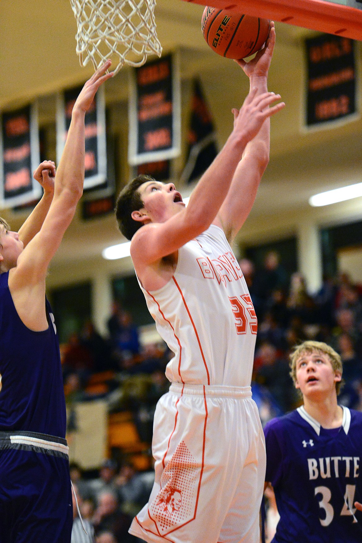 Flathead&#146;s Sam Elliott lays in two points against Butte. (Casey Kreider/Daily Inter Lake)