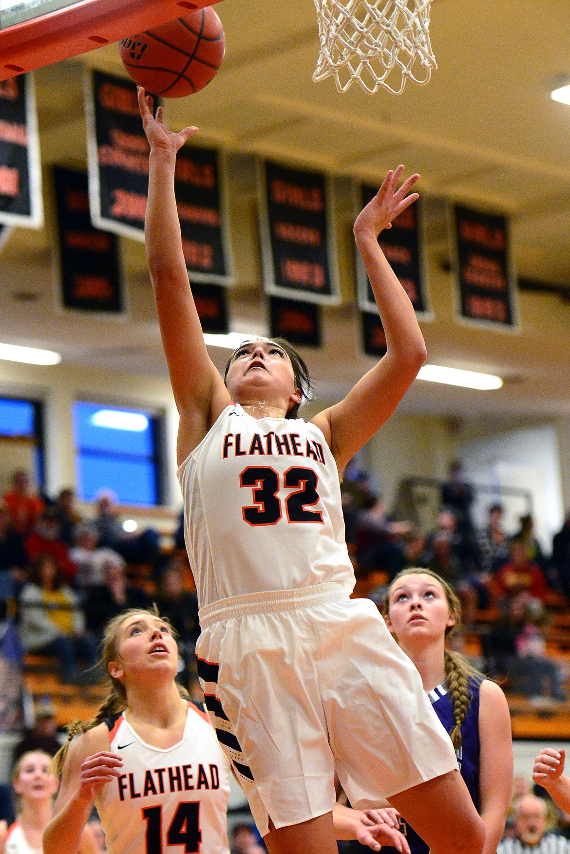 Flathead&#146;s Taylor Henley goes to the hoop against Butte. (Casey Kreider/Daily Inter Lake)