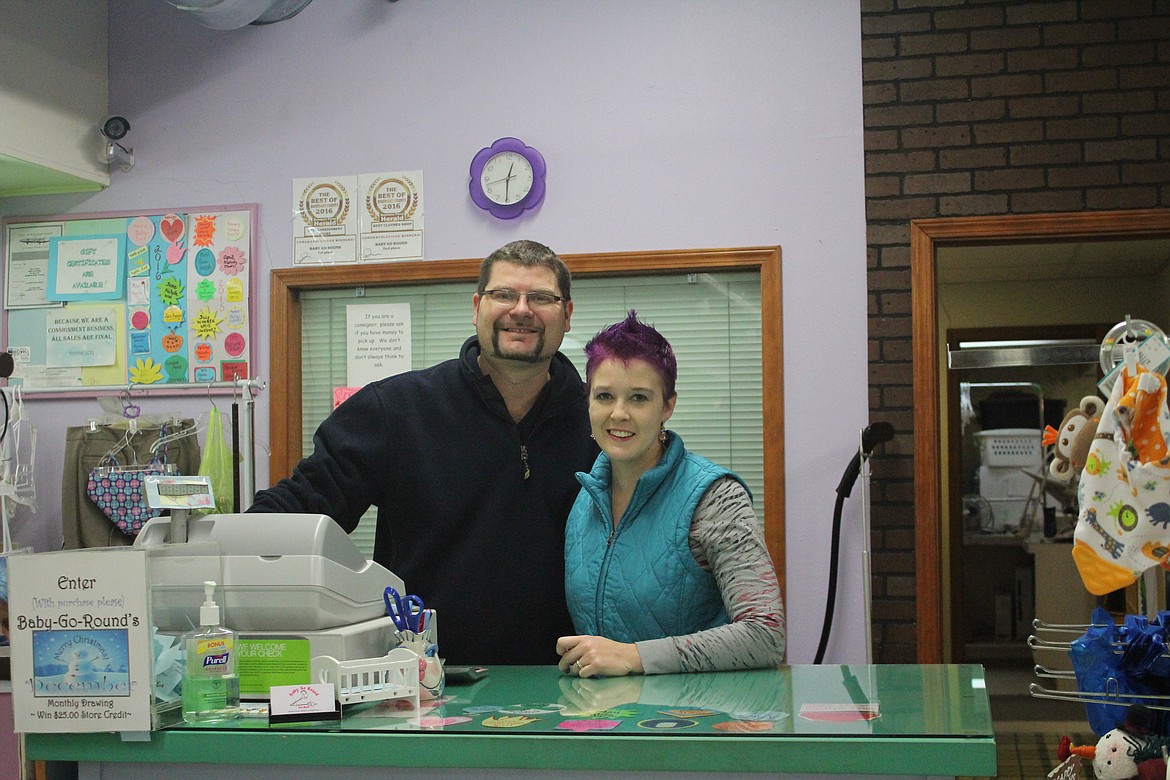 Photos by Tanna Yeoumans
Luke and Nancy Croll are the new owners of Baby Go Round, a Bonners Ferry business that offers consignment women&#146;s and children&#146;s clothes, among other items.