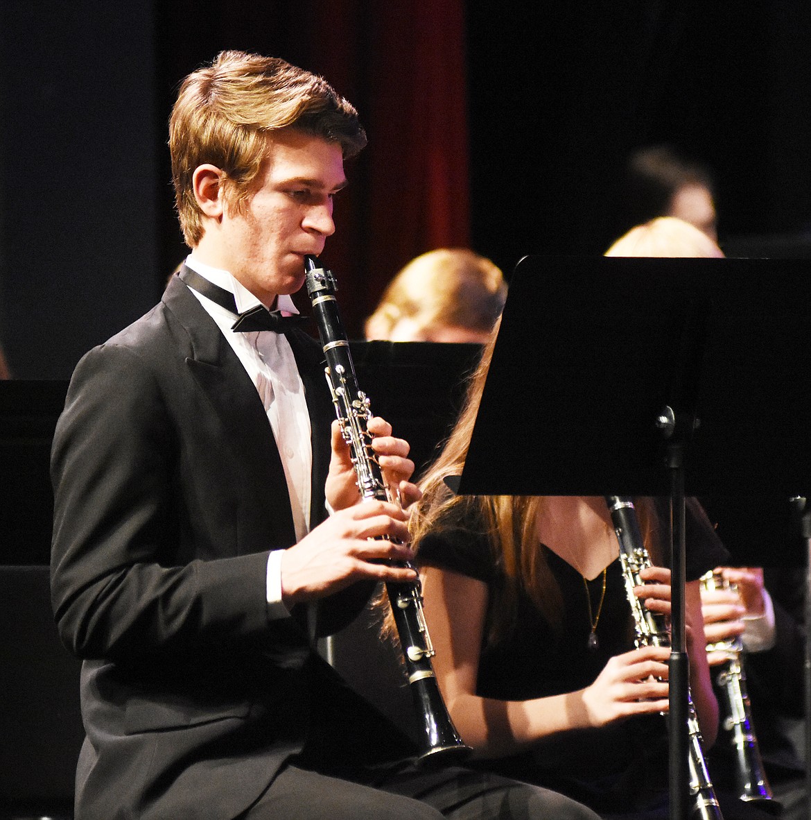 Whitefish High School student Joseph Houston plays the clarinetduring a band concert recently at the Whitefish Performing Arts Center. (Heidi Desch/Whitefish Pilot)