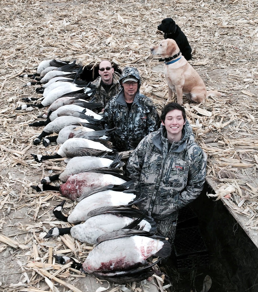 Pete Fisher photo - The Brock Strickland party form Marysville after a successful guided goose hunt with Levi Meseberg of MarDon Resort.