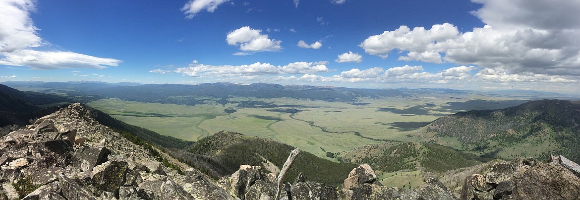 The view from atop the mountain proposed to be named Alex Diekmann Peak looking west into the Madison River Valley, south of Ennis. (Photo courtesy of John Muhlfeld)