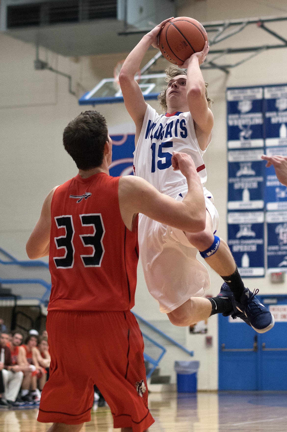 Billy Barrett goes up for a running jumper against the Braves. (Jeremy Weber photo)