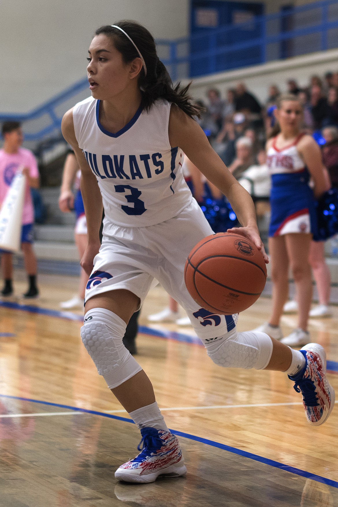 Dani Douglas looks to drive inside against Stevensville. (Jeremy Weber photo)