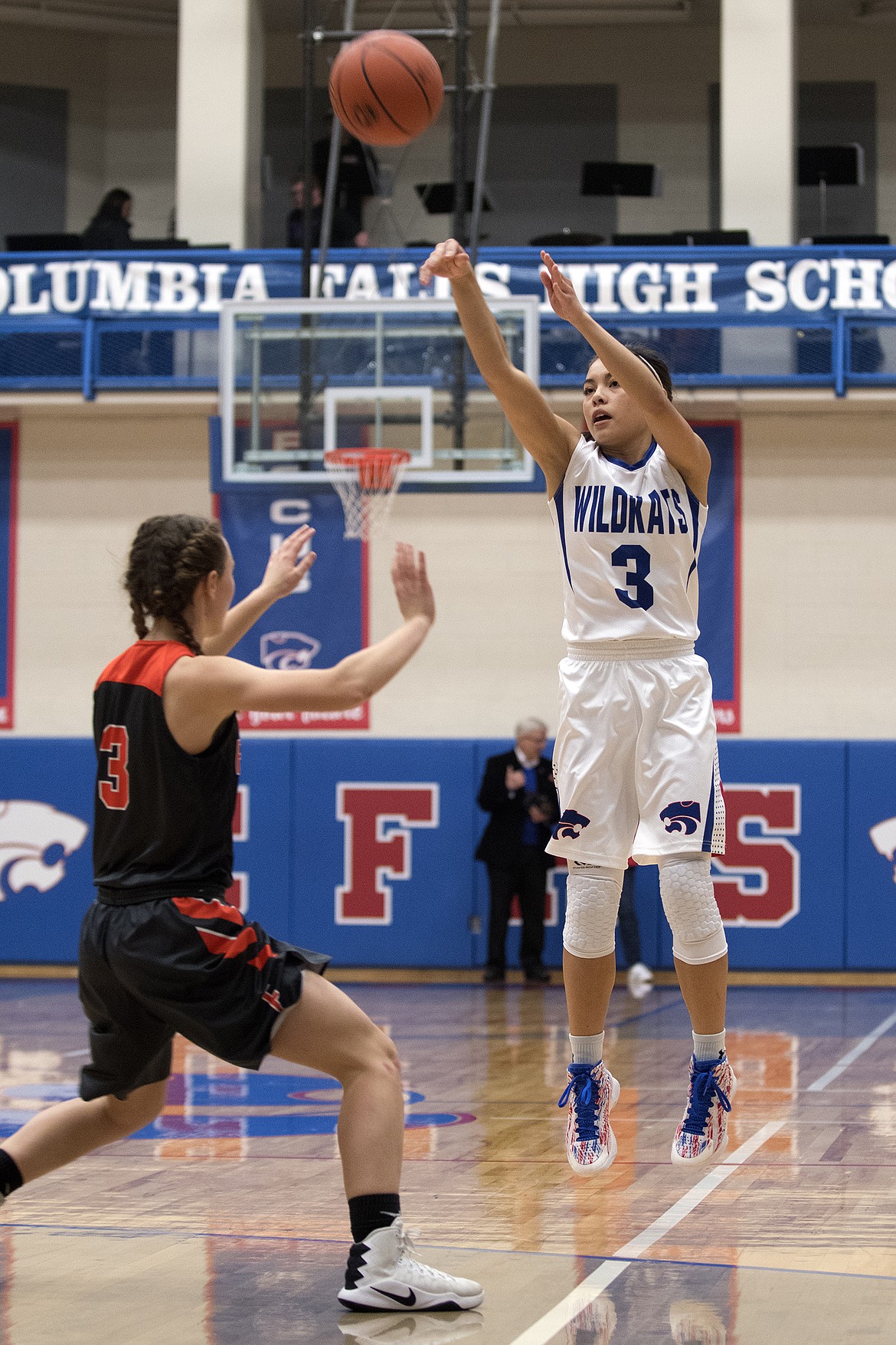 Dani Douglas pulls up for a three against the Bravettes Satuday. (Jeremy Weber photo)