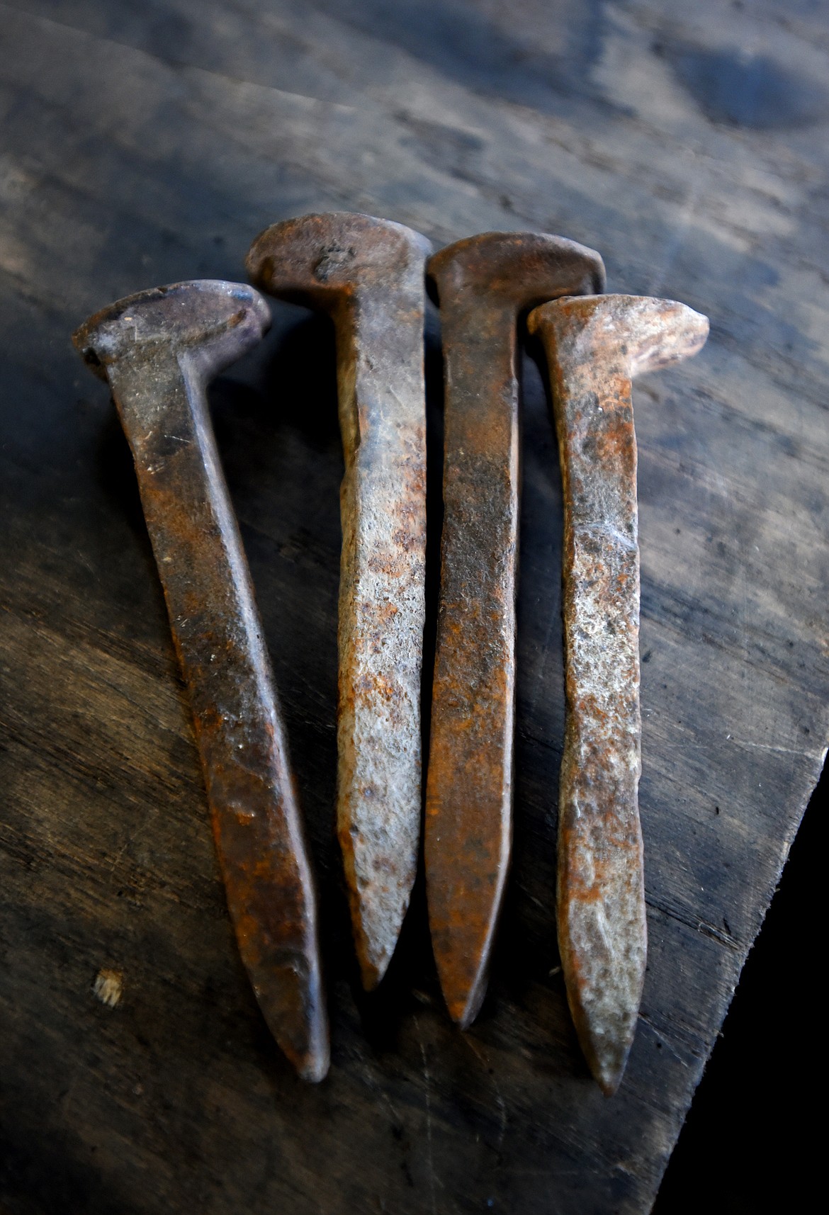 Railroad spikes are the raw material for some of Andreas Hornsteiner&#146;s pieces.
(Brenda Ahearn/Daily Inter Lake)
