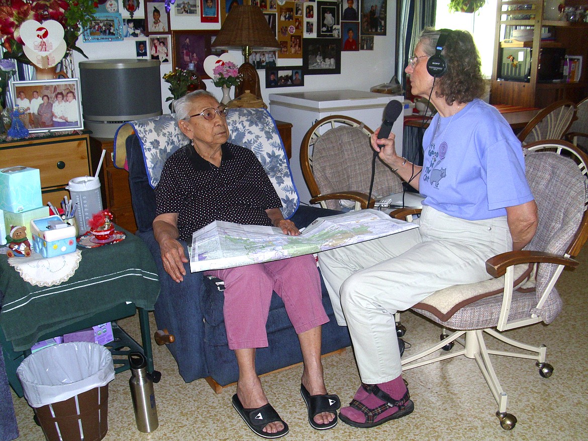 (Courtesy photo)
This archive photo shows Jane Fritz, right, conducting an interview for The Idaho Mythweaver with Marie Grant, the eldest member of the Kalispel Tribe of Indians, who will soon be 94 years old. Idaho Mythweaver is currently involved in a campaign to preserve countless hours of cassette tape recordings in a digital format with print transcriptions that will be given to the cultural departments of the seven different tribes involved.