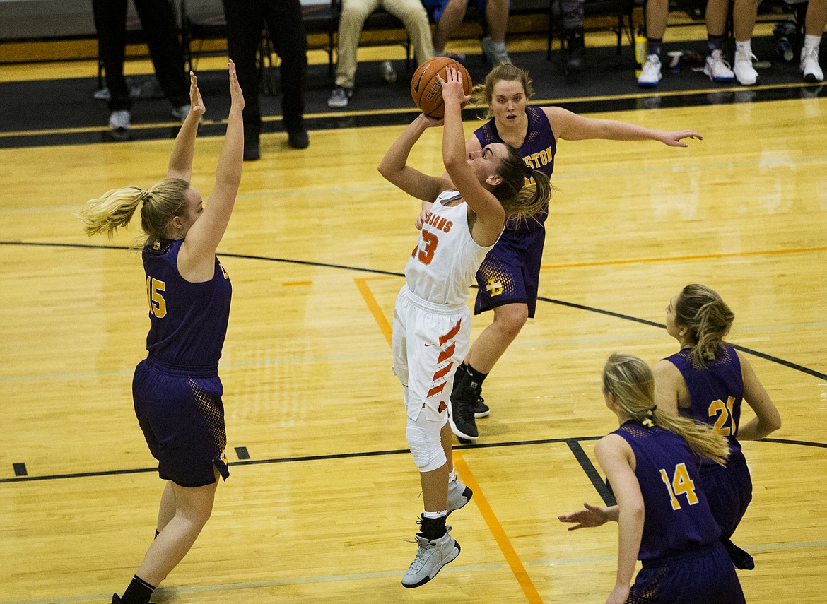 Bayley Brennan of Post Falls shoots in the lane during last Tuesday&#146;s game against Lewiston High School.  (LOREN BENOIT/Press)