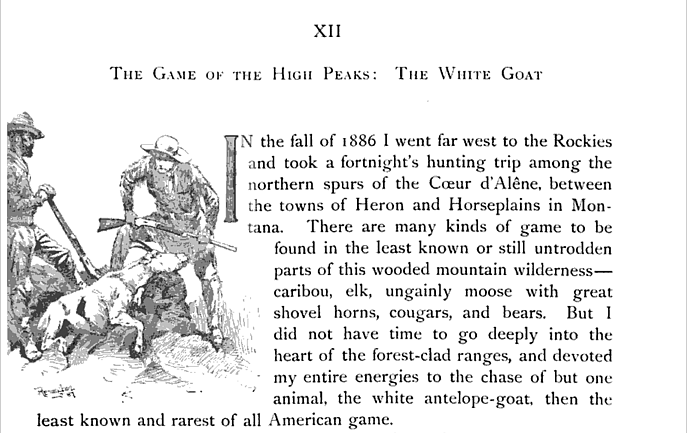 This excerpt from &quot;Ranch Life and the Hunting Trail&quot; by Theodore Roosevelt shows (in the third line of the writing) the interesting way Coeur d'Alene was spelled around the turn of the 20th century. (Screenshot)