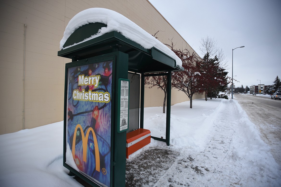 New state rules will allow bus shelters in the state highway right of way to continue to post advertisements to defray the cost of maintaining the shelters. Flathead County will be required to apply for the advertising permits, but the shelters will continue to be maintained by Chandler Communications. (Brenda Ahearn/Daily Inter Lake)