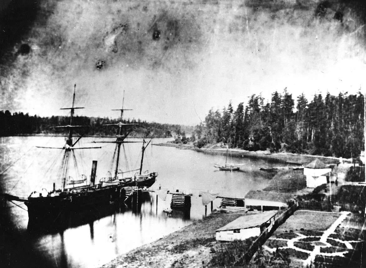 SAN JUAN ISLAND VISITORS BUREAU
British military camp on San Juan Island in 1868 established during Pig War of 1859, 13 miles north of American camp, with both sides occupying the island for 14 years before the dispute was finally settled.