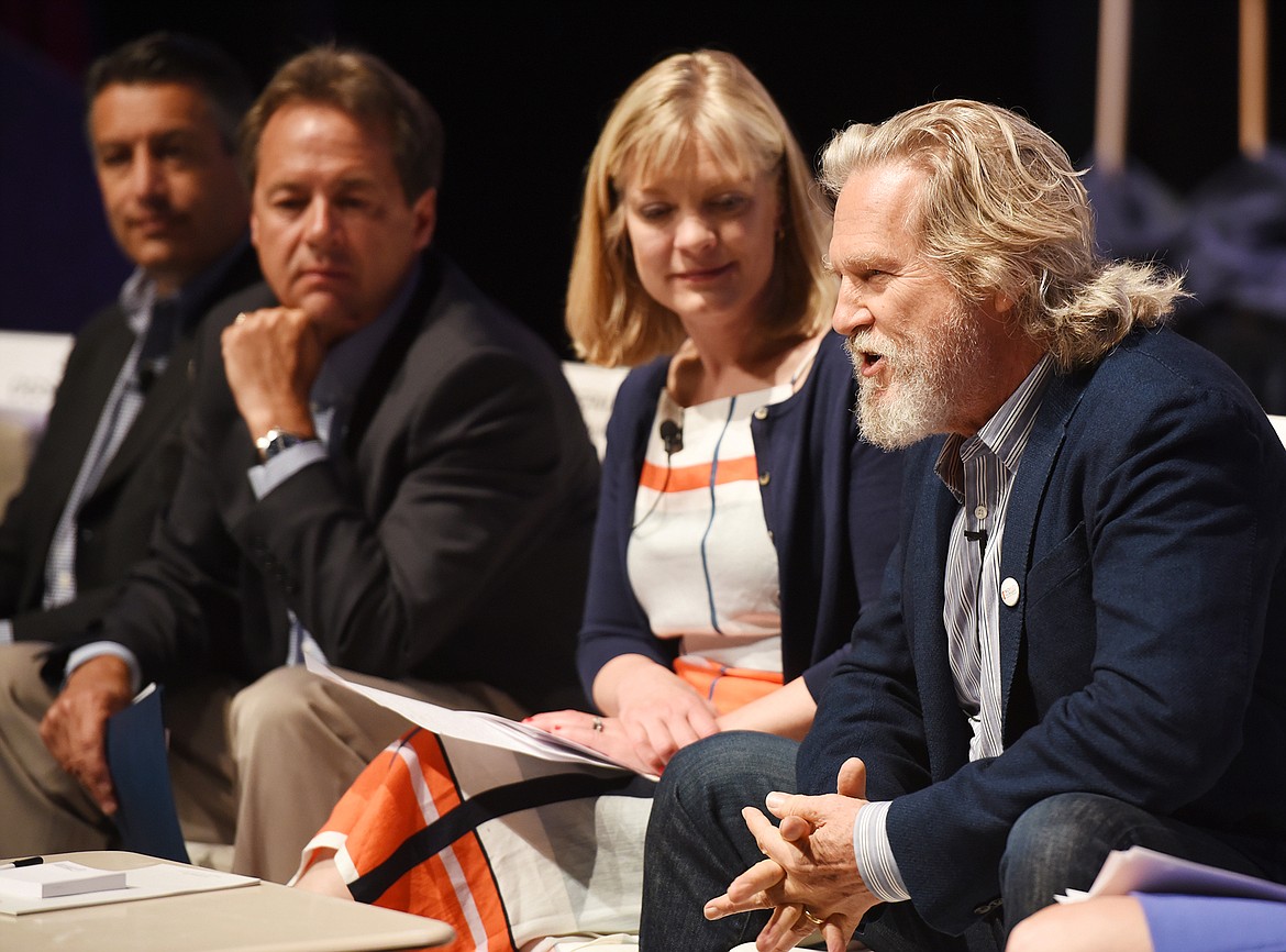 Academy Award-winning actor Jeff Bridges, the national spokesperson for the No Kid Hungry Campaign addresses the Western Governors Association at the 2017 annual meeting, on Wednesday, June 28, at the Whitefish Performing Arts Center.(Brenda Ahearn/Daily Inter Lake)