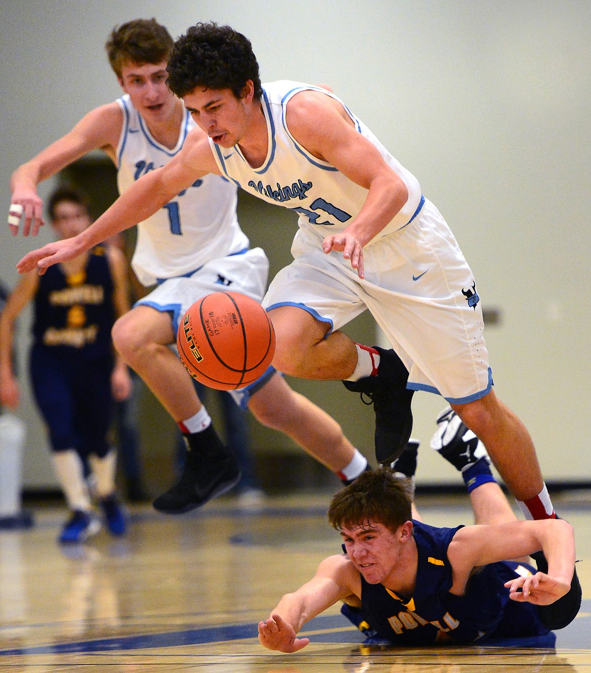 Bigfork's Chase Chappius steals the ball from Deer Lodge's Greydon Nicholson. (Casey Kreider/Daily Inter Lake)